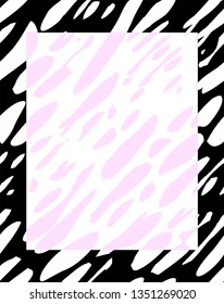 Black vector frame. Vector background with pink and white drops. Oblique colored rain. Water texture, waves, liquid, oil. Dynamic background with liquid flow.