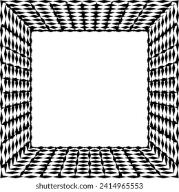 Black vector frame decorated with geometric pattern in the form of rhombuses on a white background