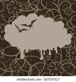 Black vector frame with a flying bat.