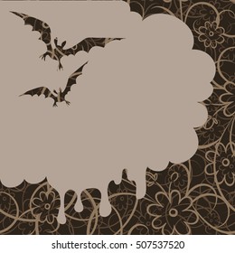 Black vector frame with a flying bat.