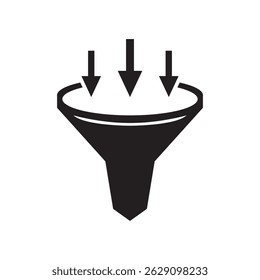 Black vector funnel silhouette illustration