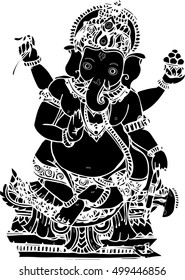 black vector of Ganesha in line art design