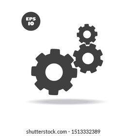 Black vector gears. Functions and settings symbol  isolated on white background