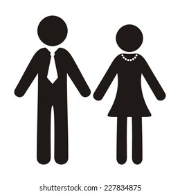 Black vector gentleman and lady silhouette icons isolated