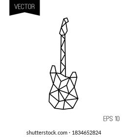Icono geométrico vector negro, logotipo o tatuaje pequeño. Gangsta callejero y estilo romántico. Esbozar guitarra.