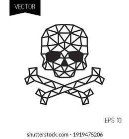 Black vector geometric icon  logo tiny tattoo  Street gangsta   romantic style  Sketch skull   crossbones 