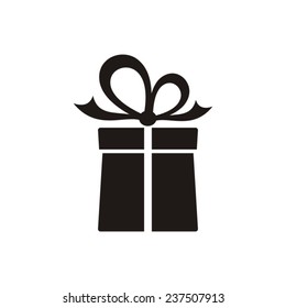 Black vector gift box icon on white background