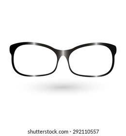 Black vector glasses with shadow isolated on white background. 3d illustration EPS-10