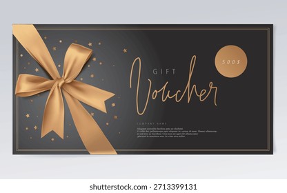 vetor preto de arco dourado voucher