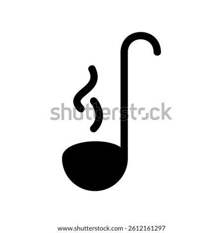 Black Vector Graphic of a Hot Soup Ladle Emitting Visible Vapor Design