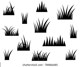 Black vector grass silhouette on white background
