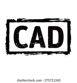 Black vector grunge stamp. CAD - symbol of Canadian Dollars.