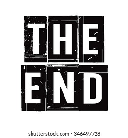 Black vector grunge stamp THE END