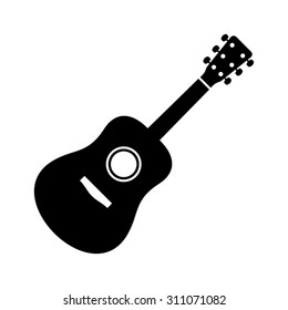 Black vector guitar icon isolated on white background