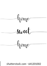 Black vector hand-drawn home sweet proverb calligraphy design for interior house decoration