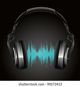 Black vector headphones