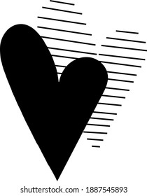 black vector heart. Valentine's day.