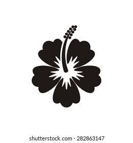 Black vector hibiscus flower icon on white background