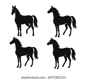 fondo blanco de la silueta del caballo del Vector negro -