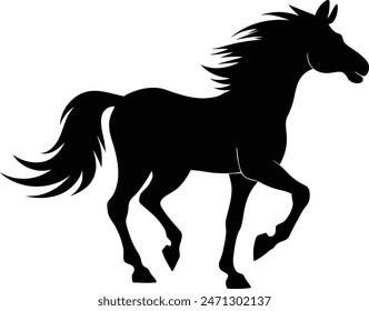 black vector horse silhouette white background -