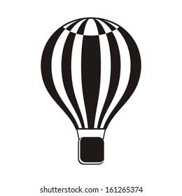 Black vector hot air balloon icon on white background