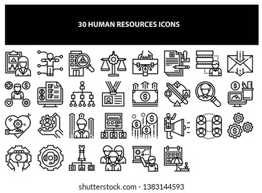 black vector human resources icons - Vector
