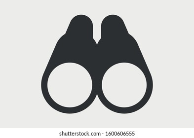 black vector icon of binoculars on white light gray background