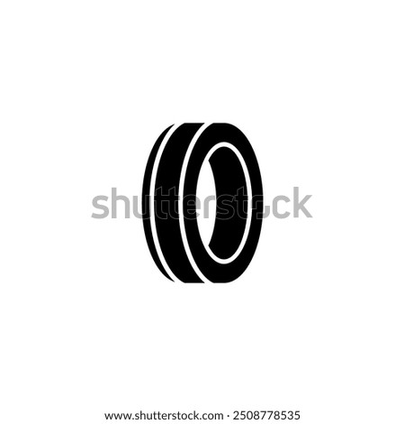 Black vector icon of a car tire.