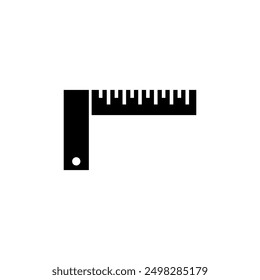 Black vector icon depicting a carpenters square tool, symbolizing measurement, precision, and construction.