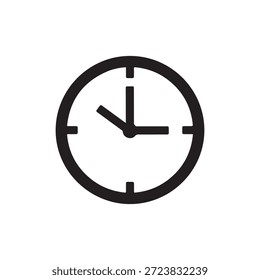 Black vector icon depicting a clock for time management concepts