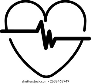 Black vector icon of heartbeat monitor used in healthcare, hospital, and medical-related designs.