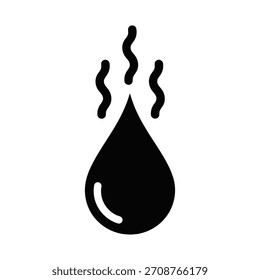 Icono de Vector negro de una gota líquida caliente con vapor.