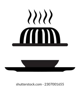 a black vector icon of hot pie for a cafe or cafeteria on a white background