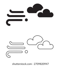 Schwarzes Vektorsymbol, das den Wind aus einer stilisierten Wolke zeigt. Schwarzes Vektorsymbol, das den Wind aus einer stilisierten Wolke zeigt.
