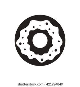 black vector icon on white background donut with cream