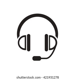 black vector icon on white background music headphones