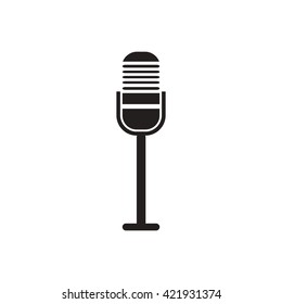 black vector icon on white background microphone in flat style