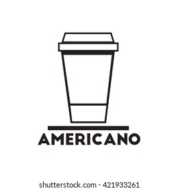 black vector icon on white background americano to go