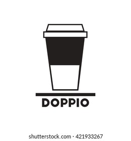 black vector icon on white background doppio to go