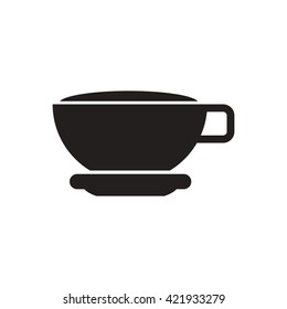 black vector icon on white background cup of tea