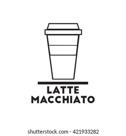 black vector icon on white background latte macchiato to go