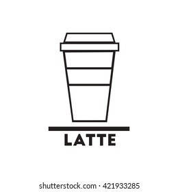black vector icon on white background latte to go
