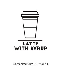 black vector icon on white background latte with syrup