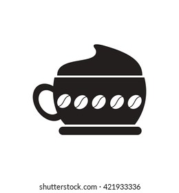 black vector icon on white background cappuccino coffee