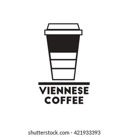 black vector icon on white background viennese coffee to go