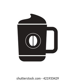 black vector icon on white background cup of cappuccino