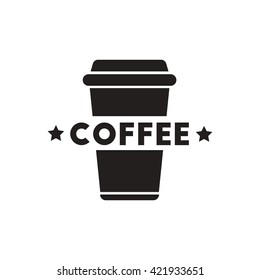 black vector icon on white background coffee to go Sweet coffee to go. Cafe logo