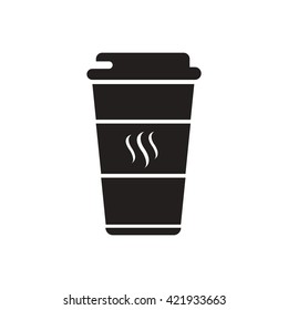 black vector icon on white background coffee to go