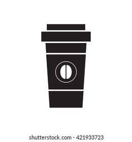 black vector icon on white background coffee to go