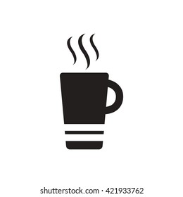 black vector icon on white background cup of hot coffee